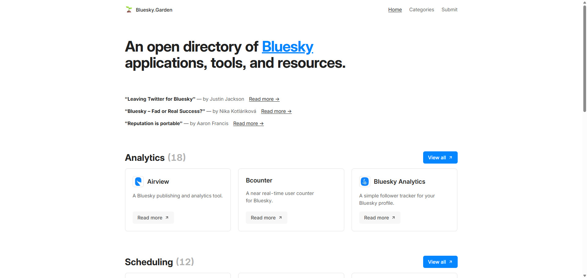 Bluesky.Garden, un directorio Astro impulsado enteramente por un único archivo tools.json