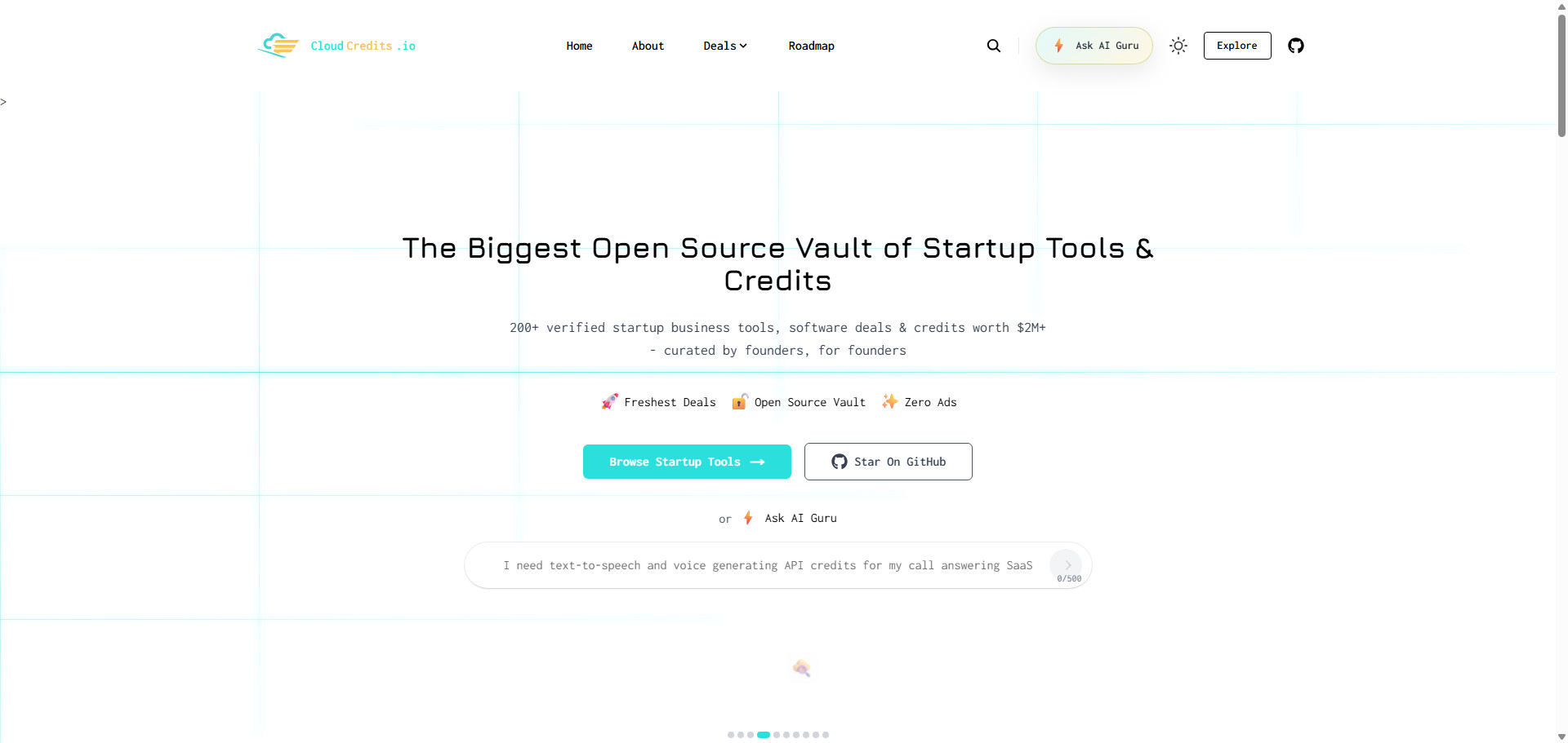 CloudCredits.io, un directorio Astro en vivo con licencia MIT de créditos para startups y ofertas cloud