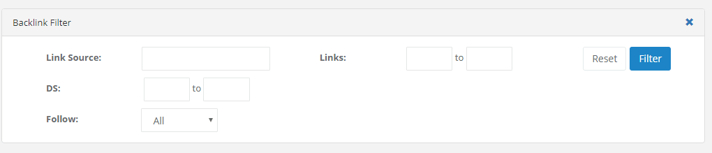 Filtro de Backlinks KeySearch